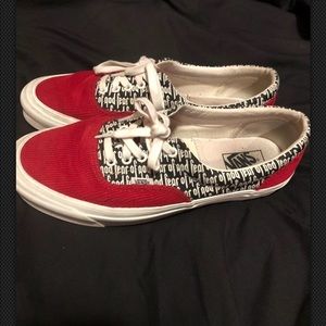 Fear of God Vans (red low tops) (Size 11 fits 10)